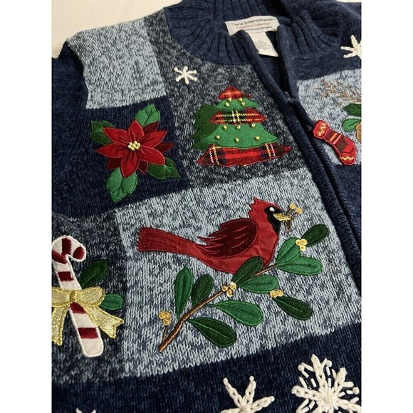 VTG Tiana International Christmas Sweater Holiday Women’s Small, Beaded, Zippere - Picture 4 of 7